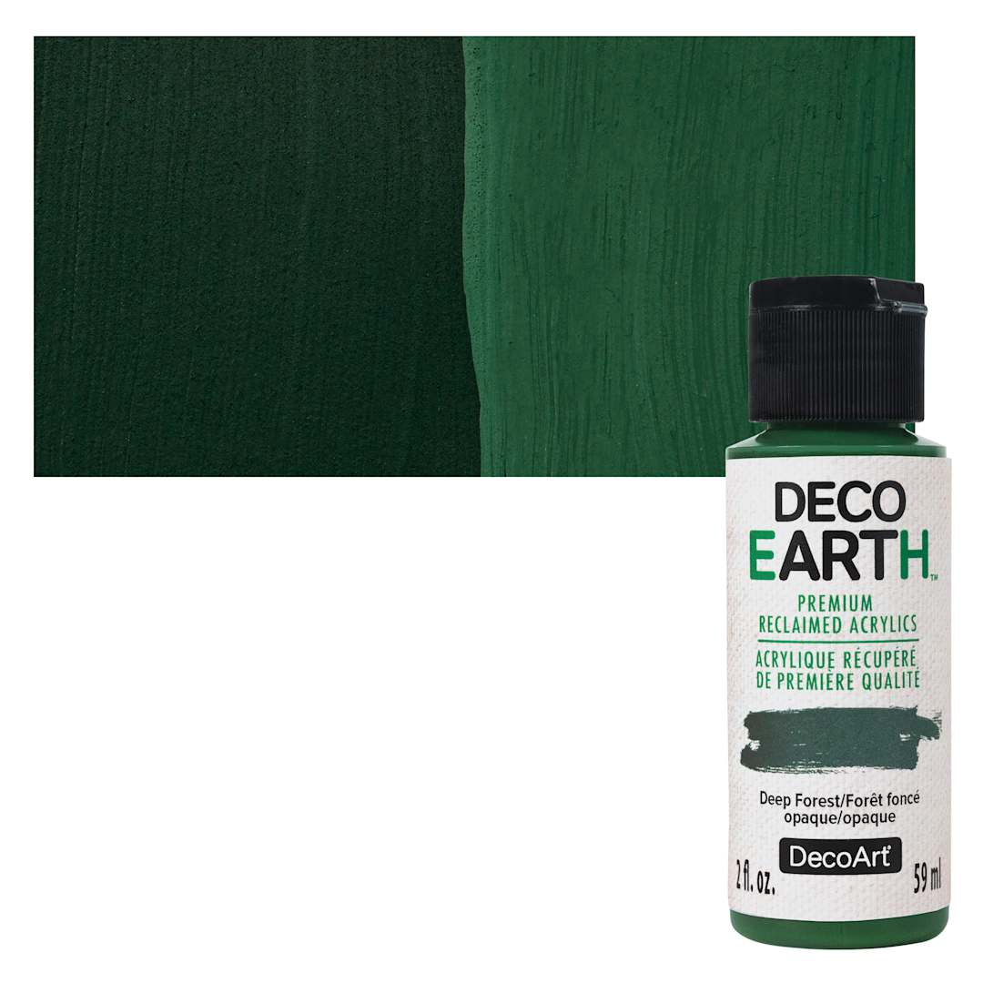 Open in modal - DecoArt DecoEarth Premium Reclaimed Acrylic Paint - Deep Forest, 2 oz bottle with swatch