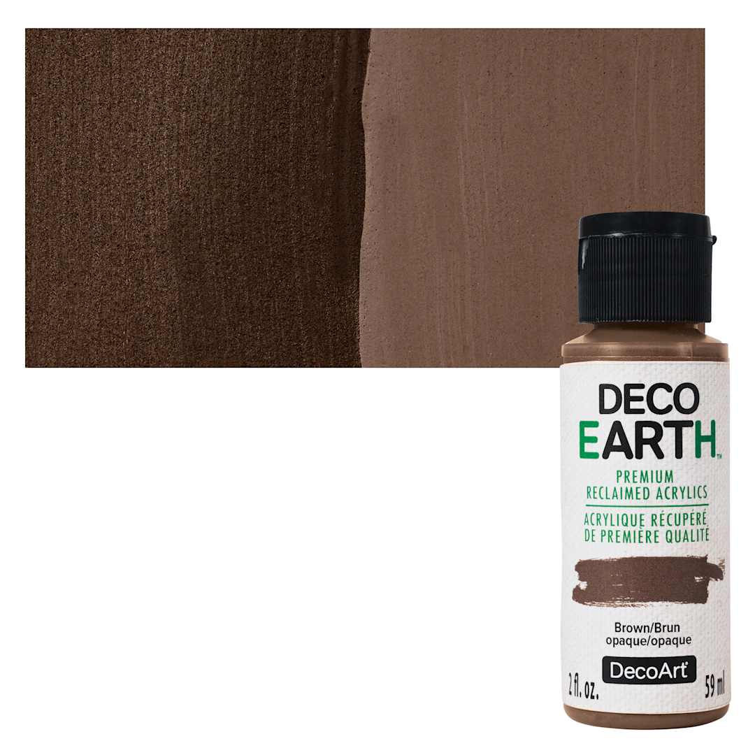 Open in modal - DecoArt DecoEarth Premium Reclaimed Acrylic Paint - Brown, 2 oz bottle with swatch