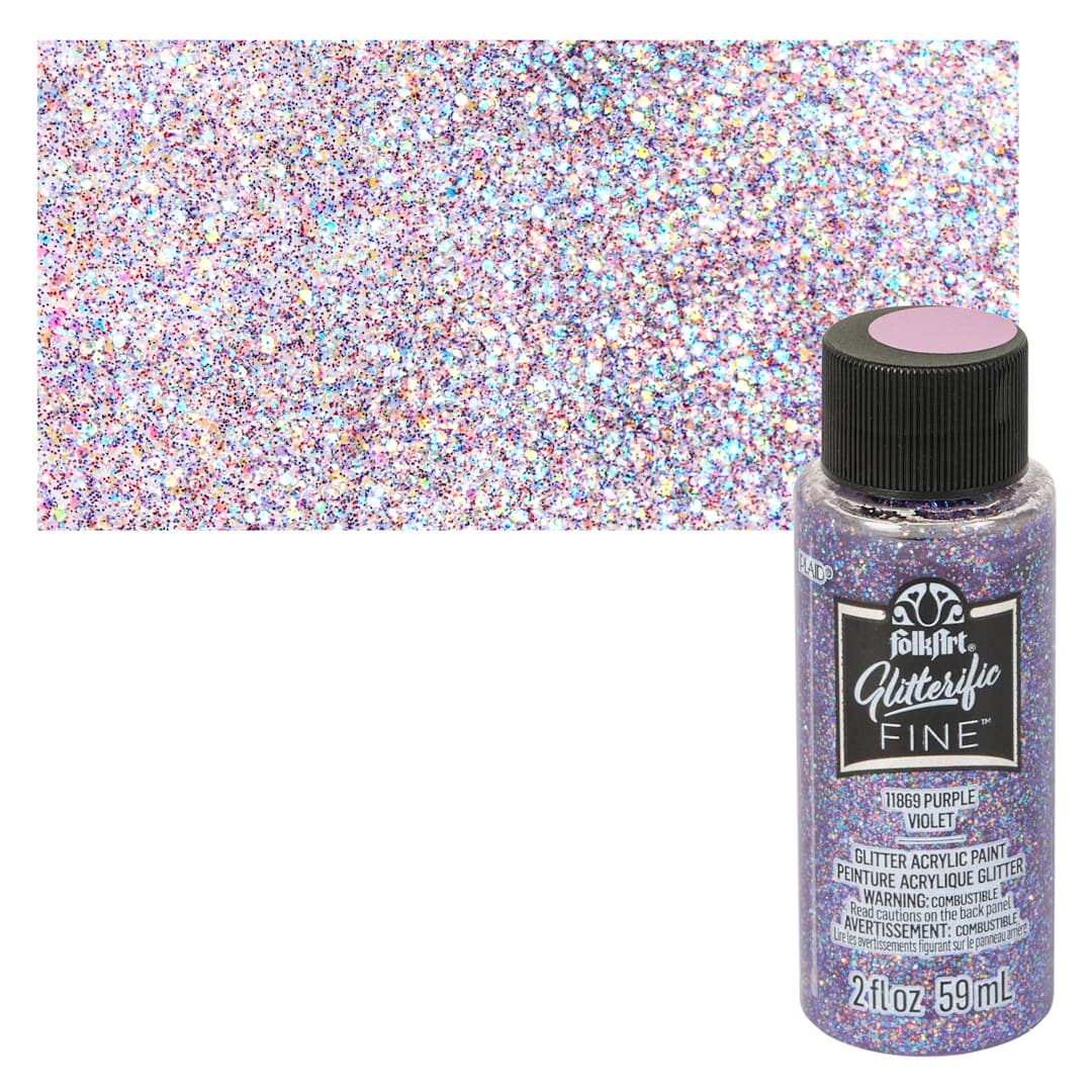 Open in modal - FolkArt Glitterific Fine Acrylic Paint - Purple - Bottle and Swatch