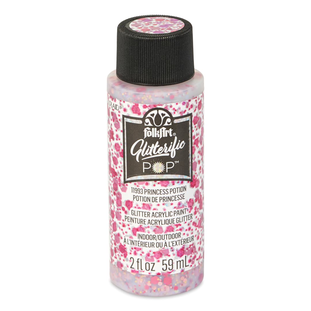 Open in modal - FolkArt Glitterific Pop Acrylic Paint - Princess Potion, 2 oz - front