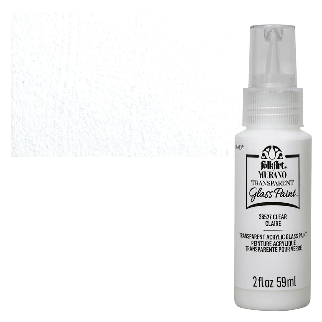 Open in modal - FolkArt Murano Glass Paint - Clear, 2 oz bottle and swatch