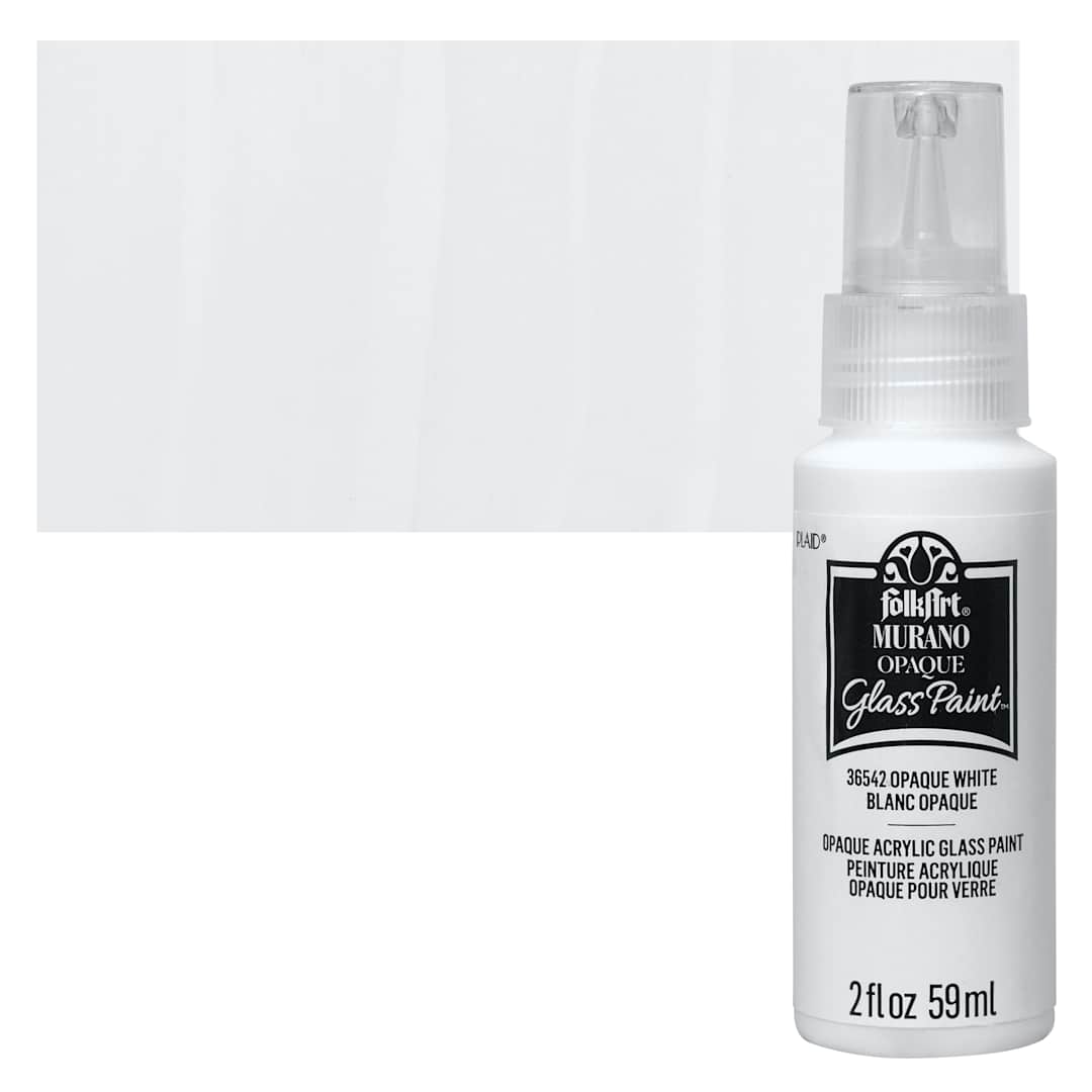 Open in modal - FolkArt Murano Glass Paint - Opaque White, 2 oz bottle and swatch