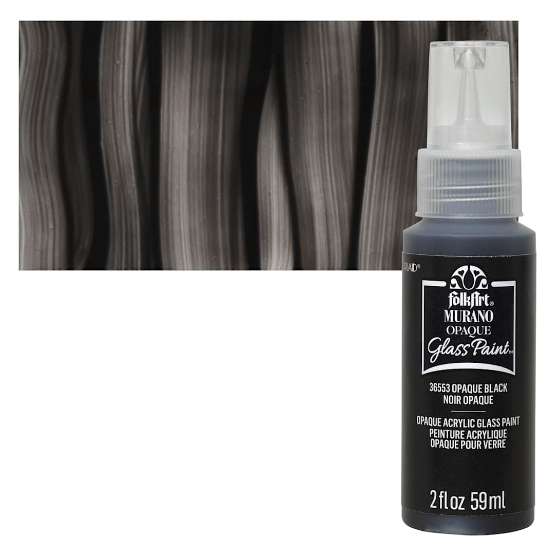 Open in modal - FolkArt Murano Glass Paint - Opaque Black, 2 oz bottle and swatch