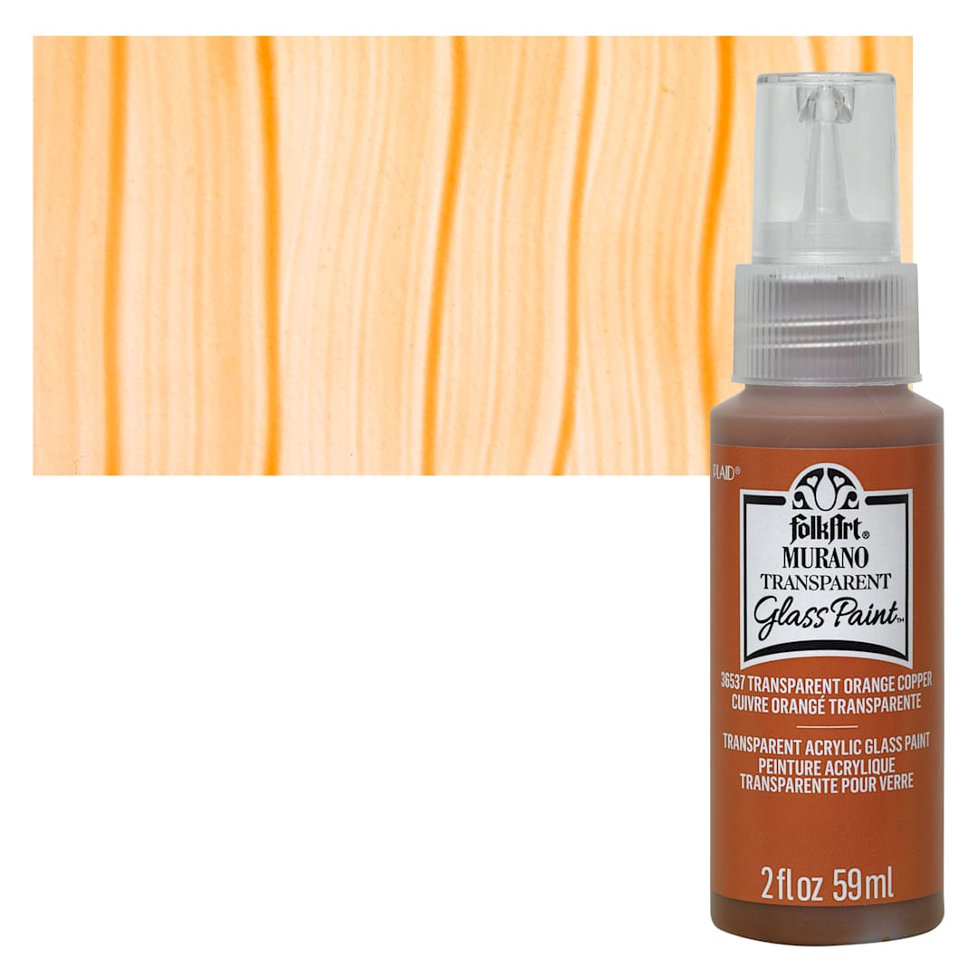 Open in modal - FolkArt Murano Glass Paint - Orange Copper, 2 oz bottle and swatch