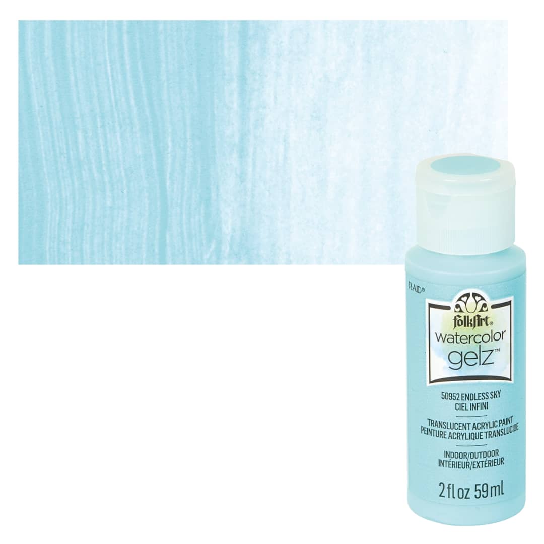 Open in modal - FolkArt Watercolor Gelz Acrylic Paint - Endless Sky - Bottle and Swatch