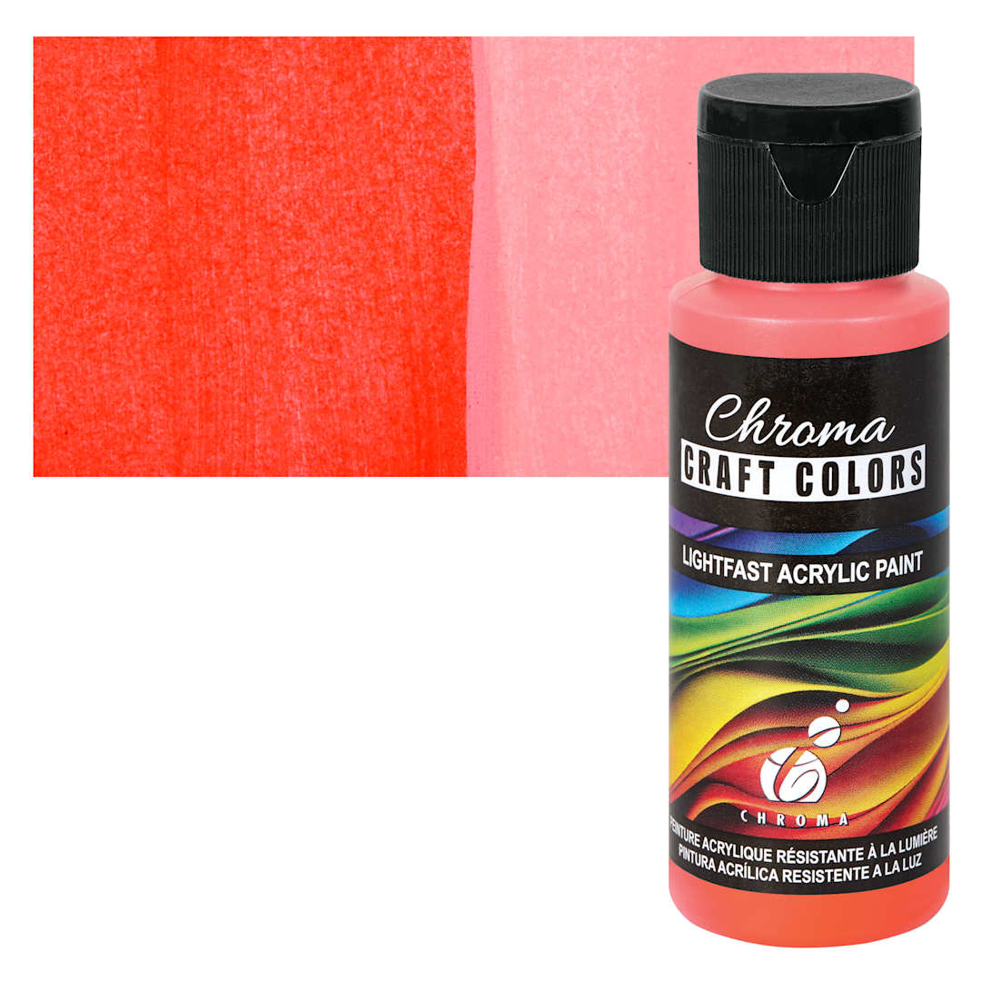 Open in modal - Chroma Craft Colors Acrylic Paint - Papaya, swatch and bottle