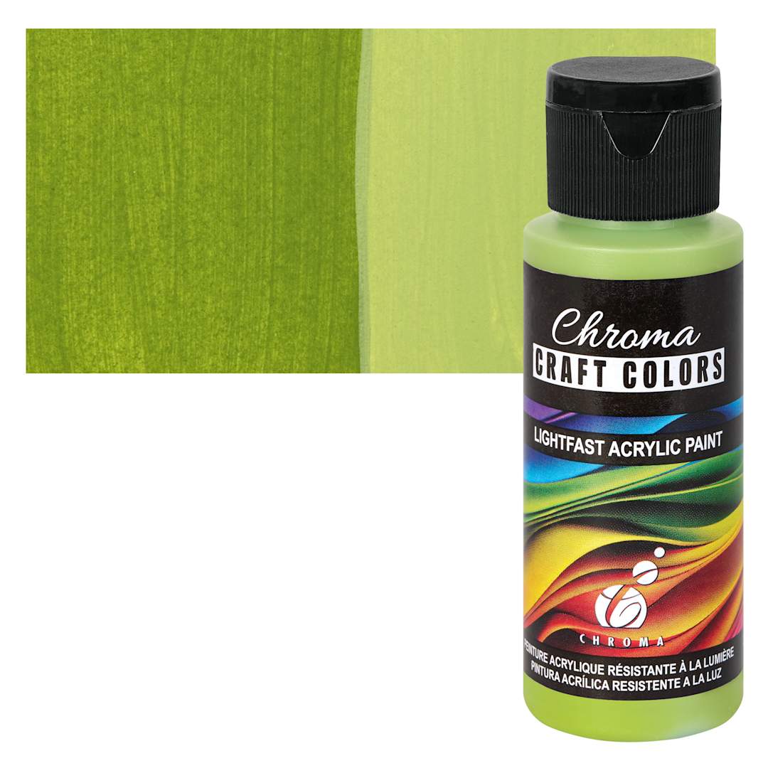 Open in modal - Chroma Craft Colors Acrylic Paint - Fern, swatch and bottle