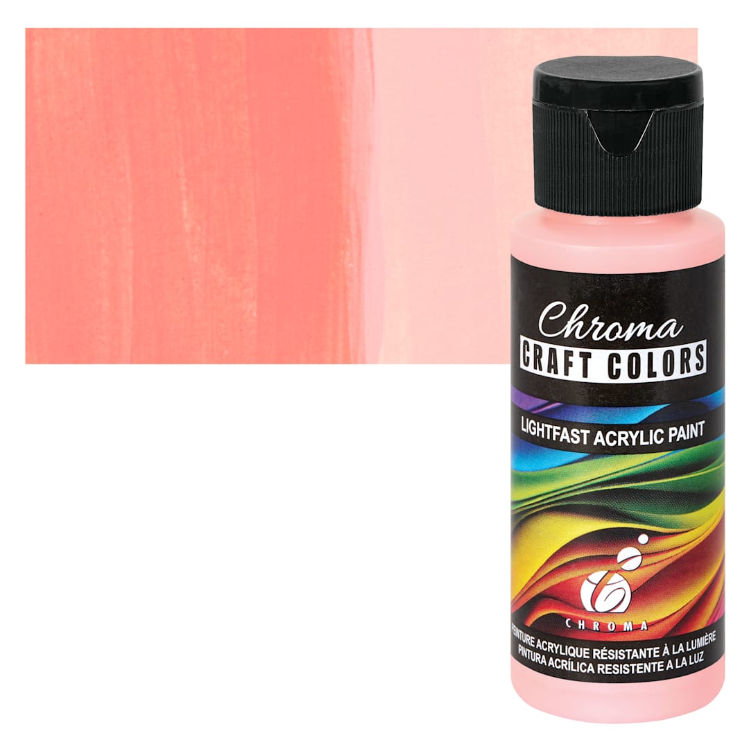 Open in modal - Chroma Craft Colors Acrylic Paint - Coral Sand, swatch and bottle