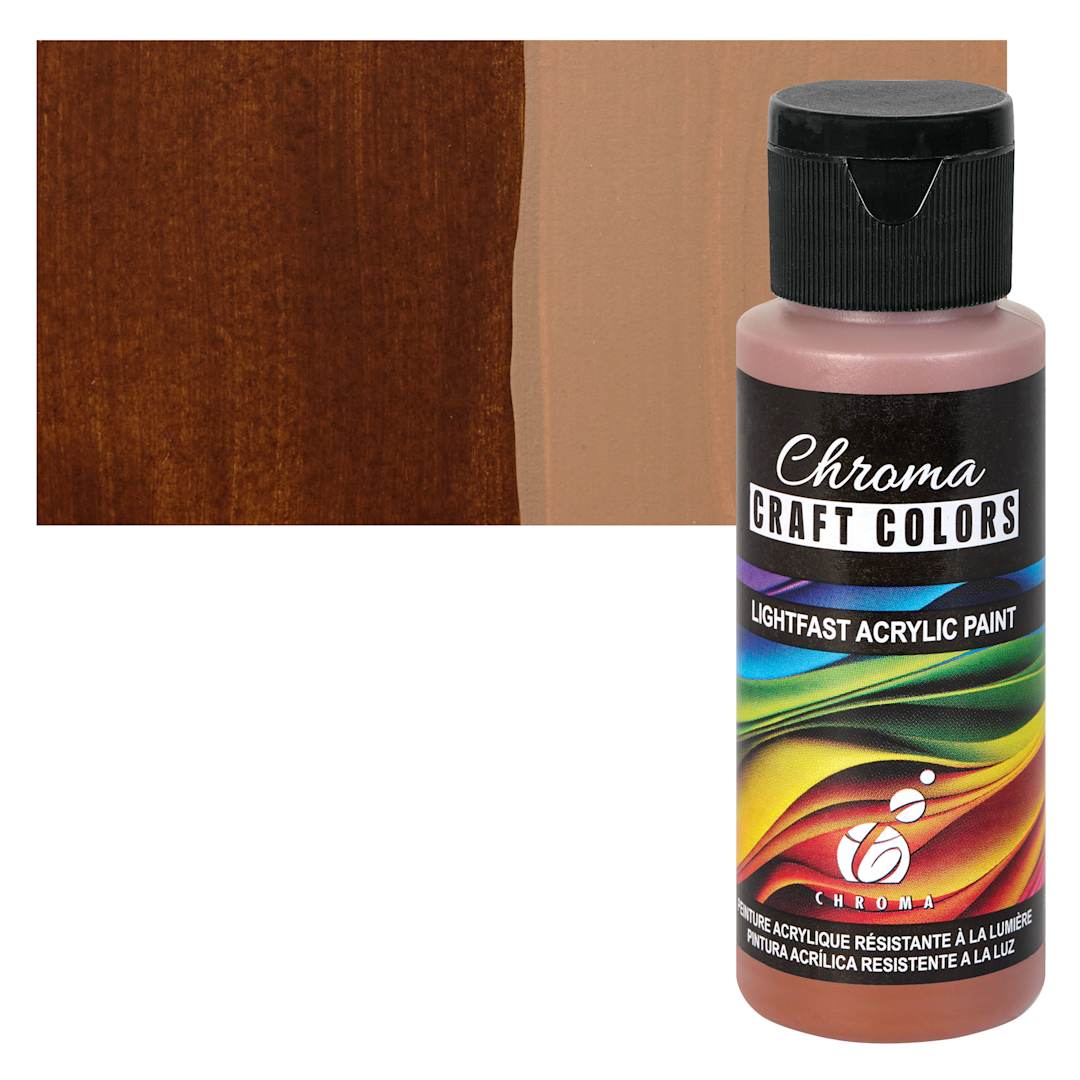 Open in modal - Chroma Craft Colors Acrylic Paint - Caramel, swatch and bottle