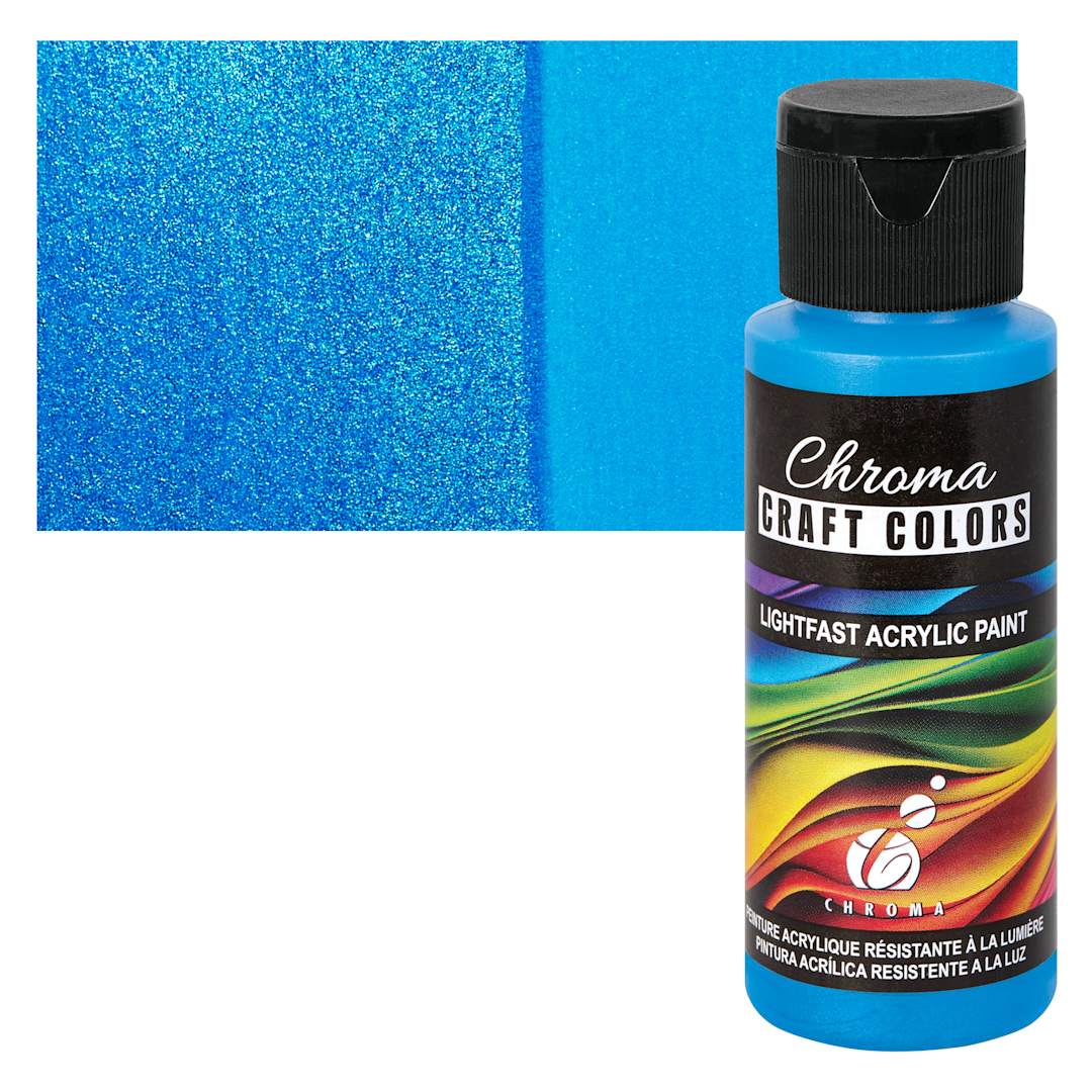 Open in modal - Chroma Craft Colors Acrylic Paint - Metallic Under the Sea, swatch and bottle
