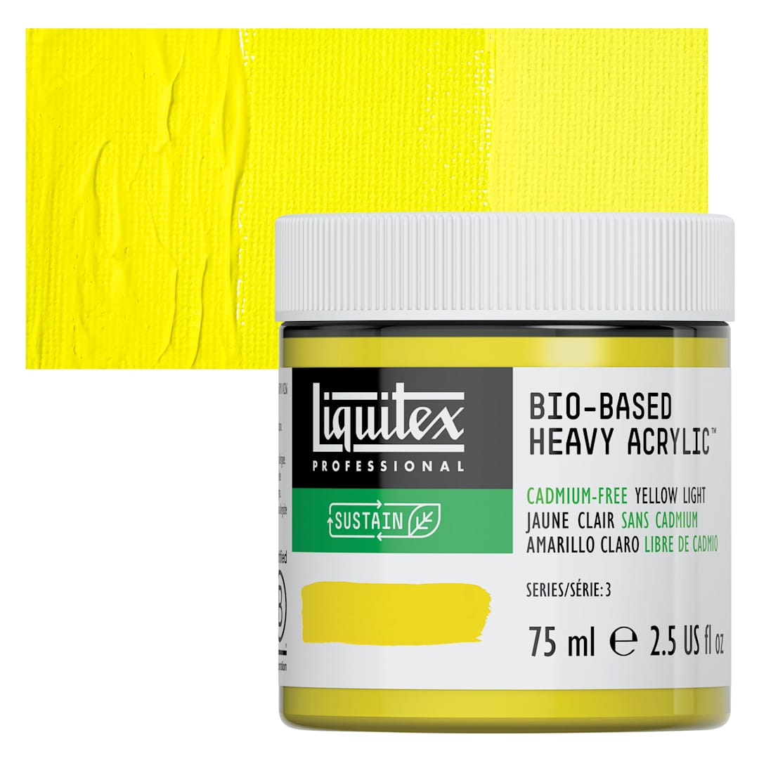 Open in modal - Liquitex Bio-Based Heavy Acrylic Paint - Cadmium-Free Yellow Light, 75 ml jar and swatch