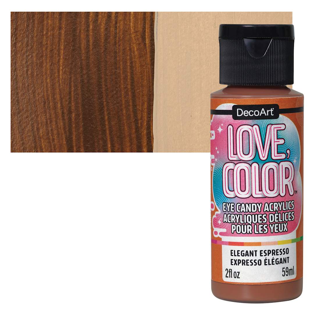 Open in modal - DecoArt Love, Color Acrylic Paint - Elegant Espresso, 59 ml bottle and swatch