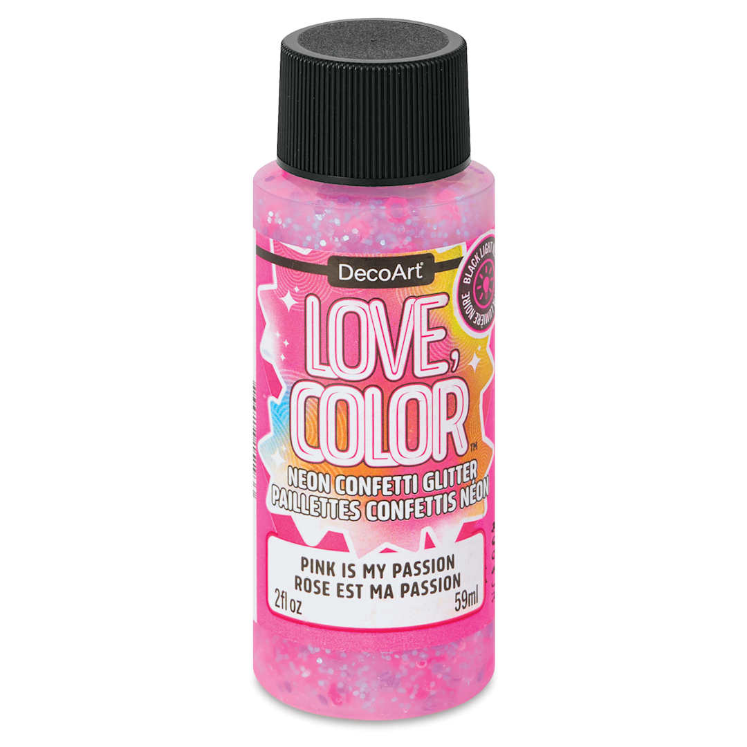 Open in modal - DecoArt Love, Color Neon Confetti Glitter Acrylic Paint - Pink is My Passion, 2 oz