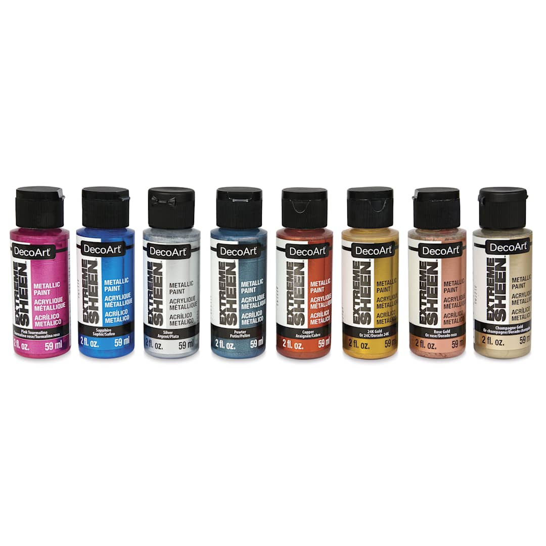 Open in modal - DecoArt Extreme Sheen Metallic Acrylic Paints - Set of 8, Assorted Colors