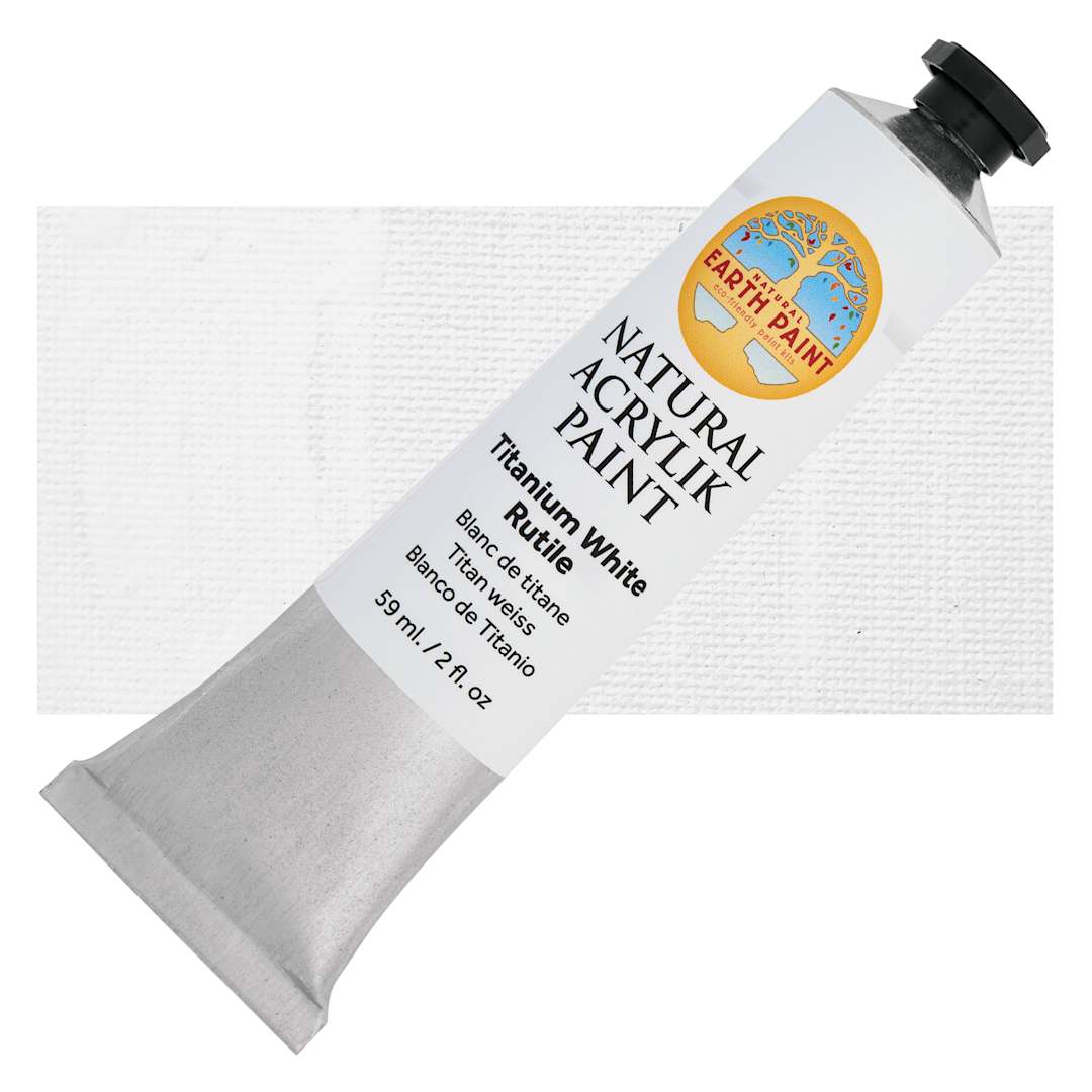 Open in modal - Natural Earth Paint Natural Acrylik Paint - Titanium White Rutile, 59 ml tube and swatch