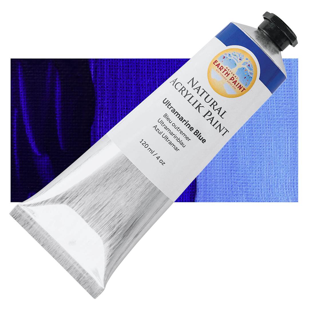 Open in modal - Natural Earth Paint Natural Acrylik Paint - Ultramarine Blue, 120 ml tube and swatch