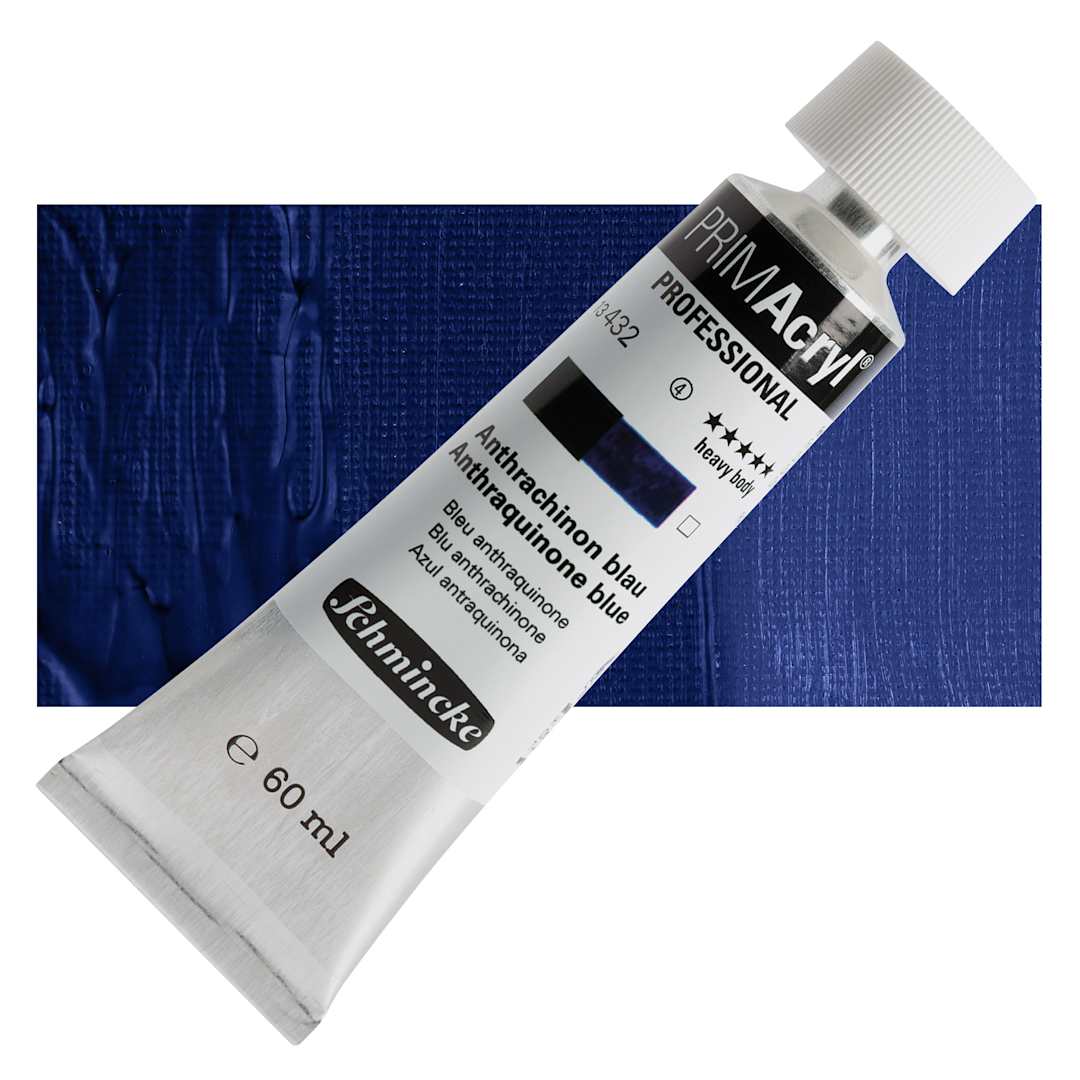 Open in modal - Schmincke Primacryl Professional Acrylic Paint - Anthraquinone Blue, 60 ml Tube and swatch
