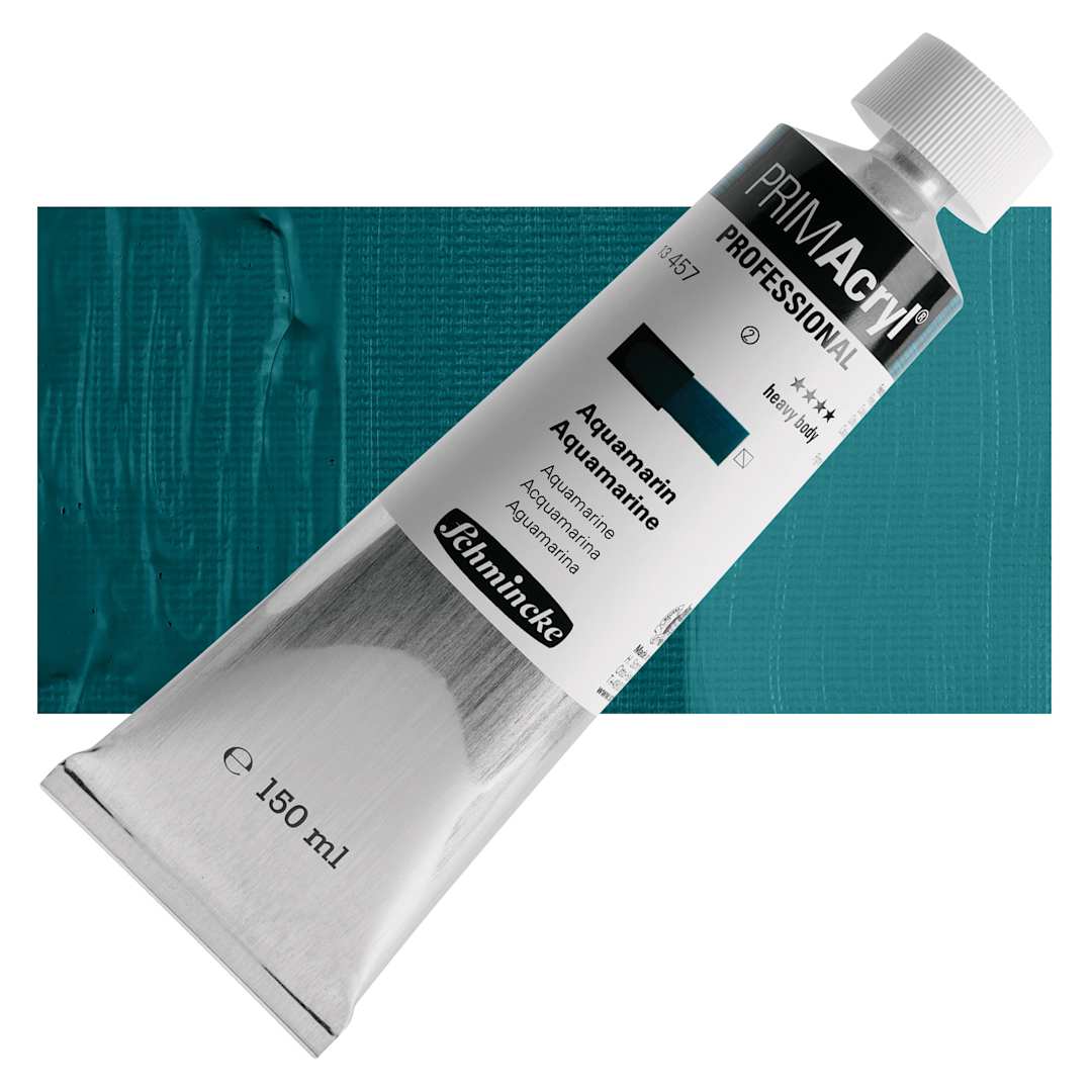 Open in modal - Schmincke Primacryl Professional Acrylic Paint - Aquamarine, 150 ml Tube and swatch