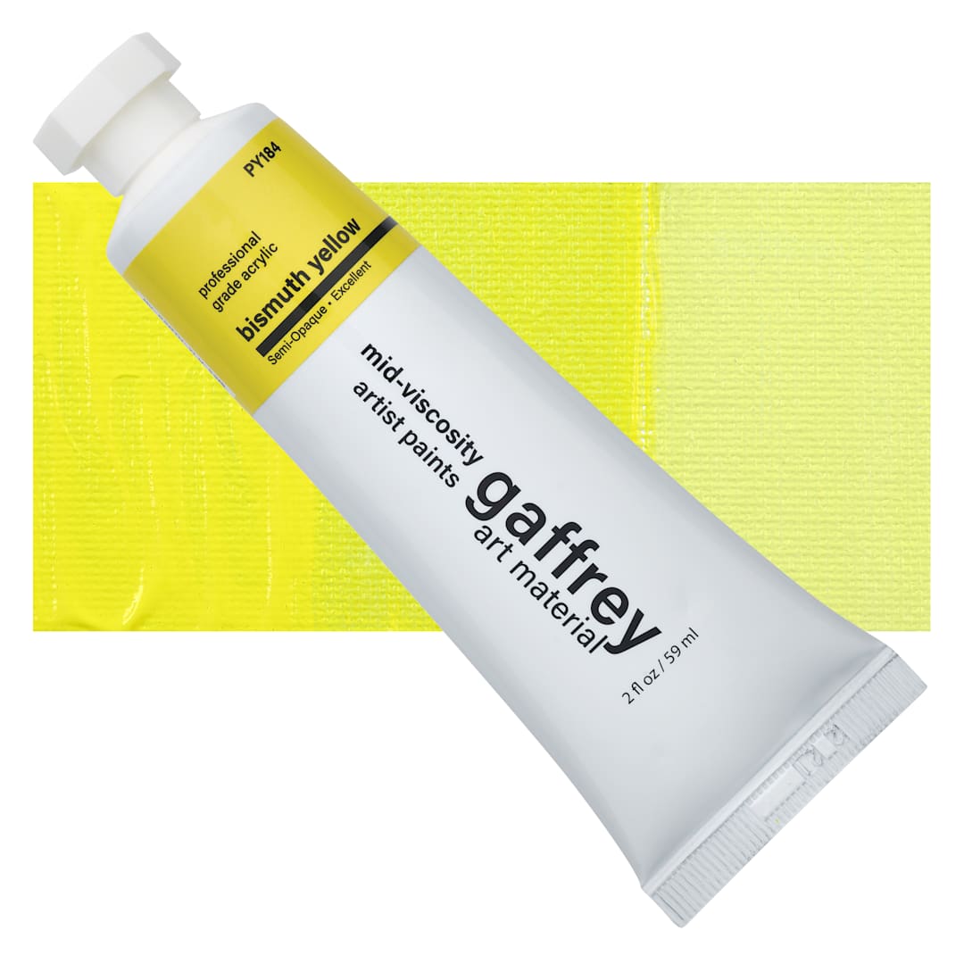 Open in modal - Gaffrey Art Material Standard Body Acrylic Paint - Bismuth Yellow, 59 ml tube and swatch