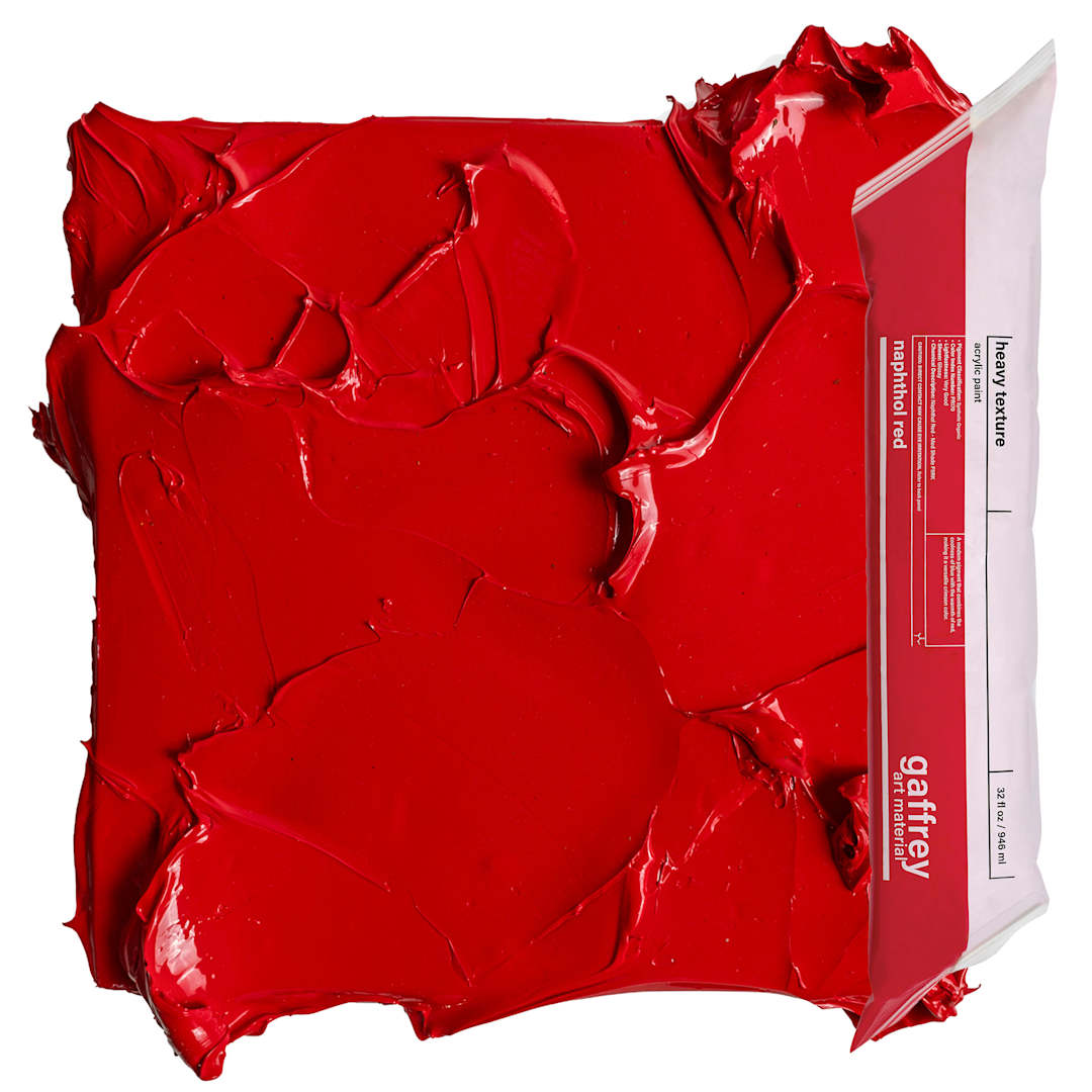 Open in modal - Gaffrey Heavy Body Texture Acrylic Paint - Naphthol Red, 32 oz pouch and swatch