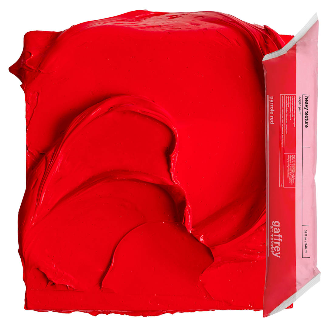 Open in modal - Gaffrey Heavy Body Texture Acrylic Paint - Pyrrole Red, 32 oz pouch and swatch