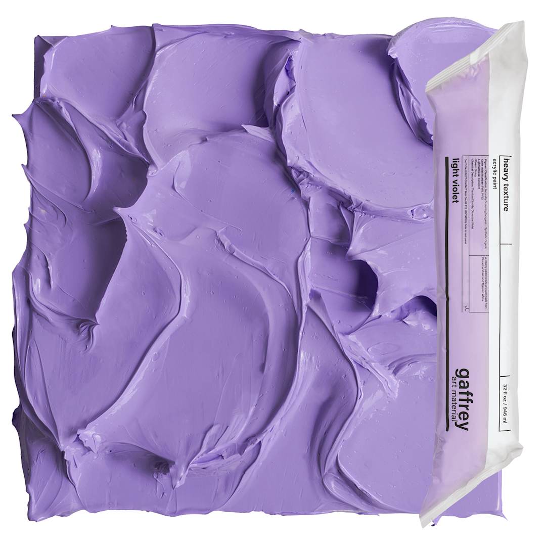 Open in modal - Gaffrey Heavy Body Texture Acrylic Paint - Light Violet, 32 oz pouch and swatch