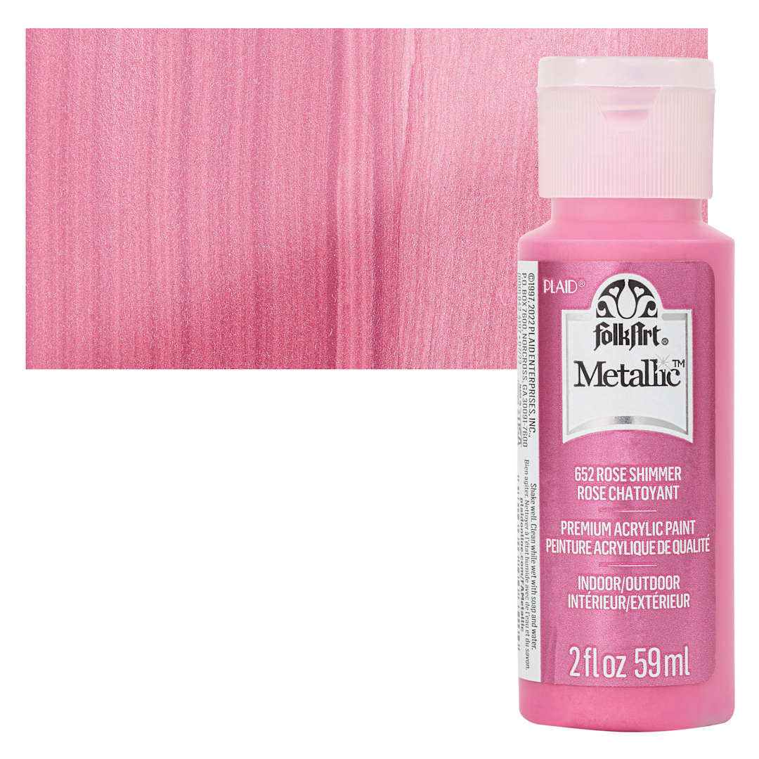 Open in modal - FolkArt Metallic Acrylic Paint - Rose - bottle and swatch