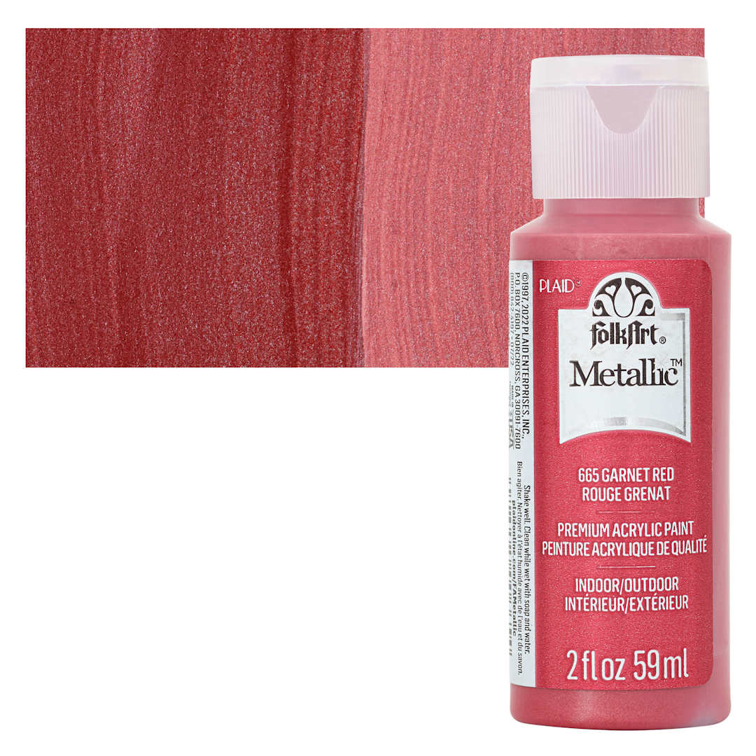 Open in modal - FolkArt Metallic Acrylic Paint - Garnet Red - bottle and swatch