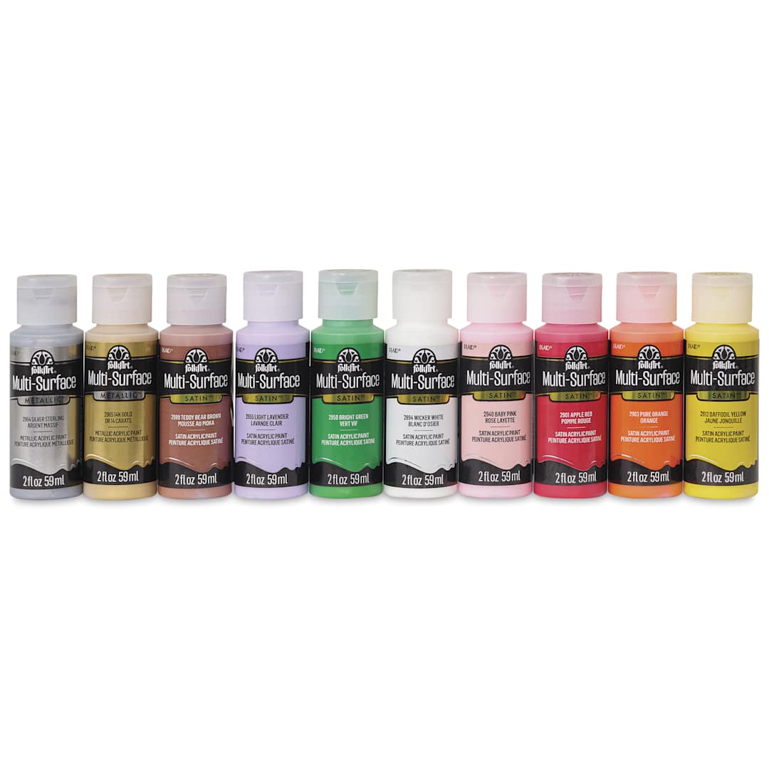 Open in modal - FolkArt Multi-Surface Acrylic Paints - Set of 10, Celebration Colors, 59 ml Bottles