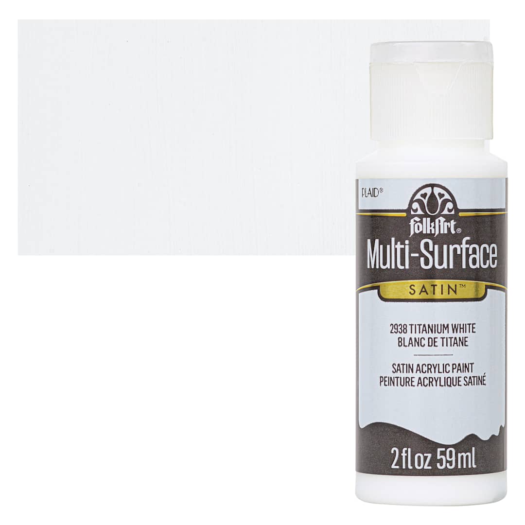 Open in modal - FolkArt Multi-Surface Acrylic Paint - Titanium White, 59 ml bottle and swatch