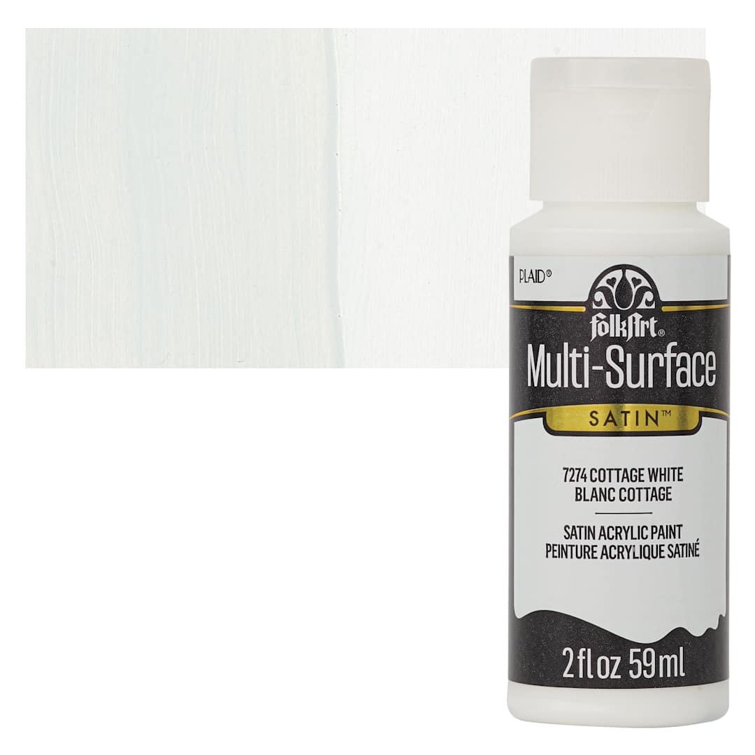 Open in modal - FolkArt Multi-Surface Acrylic Paint - Cottage White, 59 ml bottle and swatch