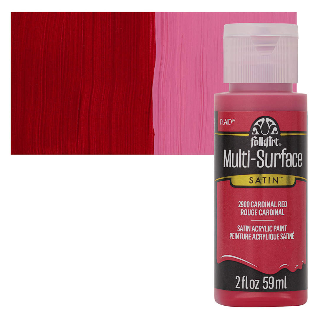 Open in modal - FolkArt Multi-Surface Acrylic Paint - Cardinal Red, 59 ml bottle and swatch