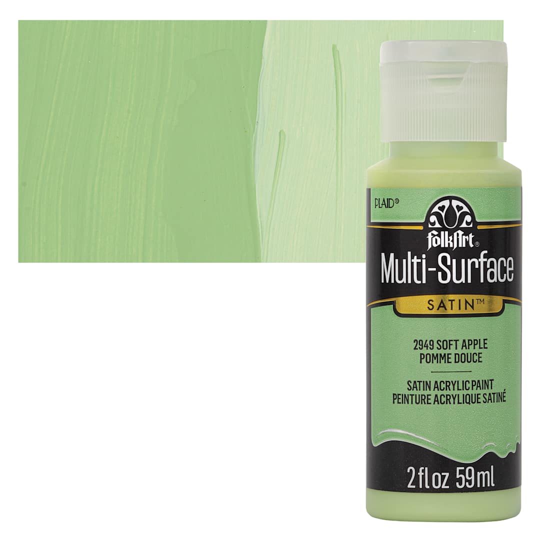Open in modal - FolkArt Multi-Surface Acrylic Paint -Soft Apple, 59 ml bottle and swatch