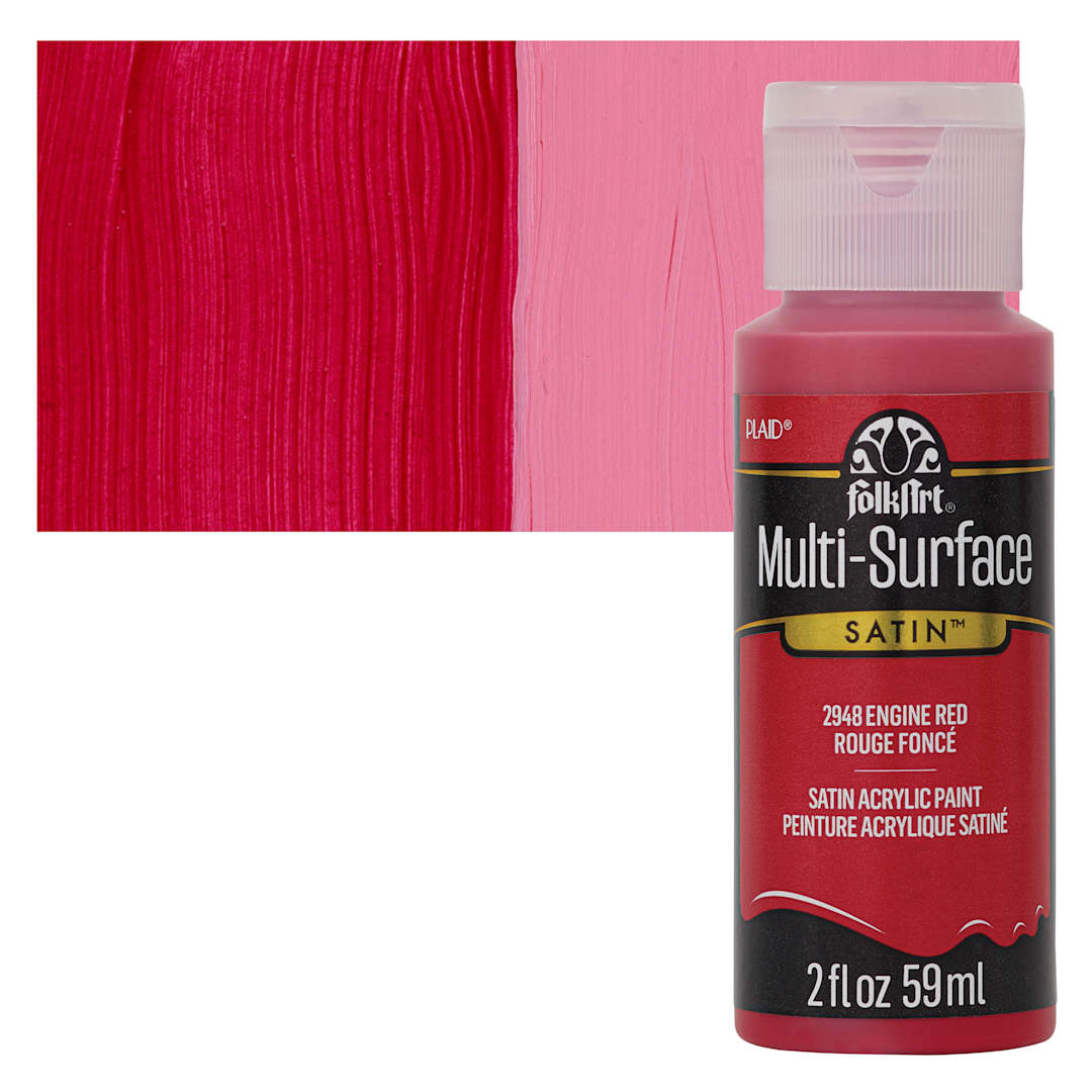 Open in modal - FolkArt Multi-Surface Acrylic Paint - Engine Red, 59 ml bottle and swatch