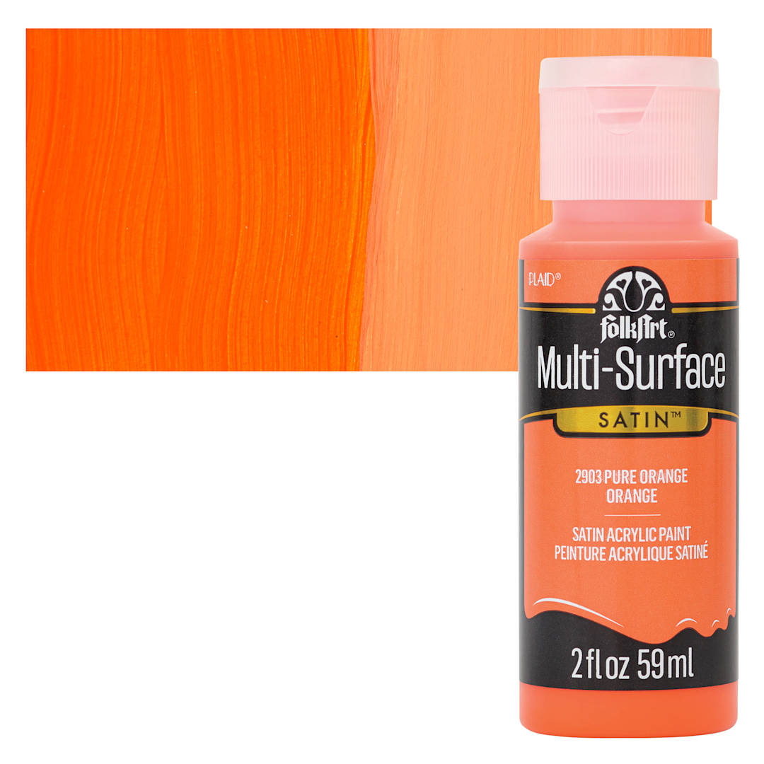 Open in modal - FolkArt Multi-Surface Acrylic Paint - Pure Orange, 59 ml bottle and swatch