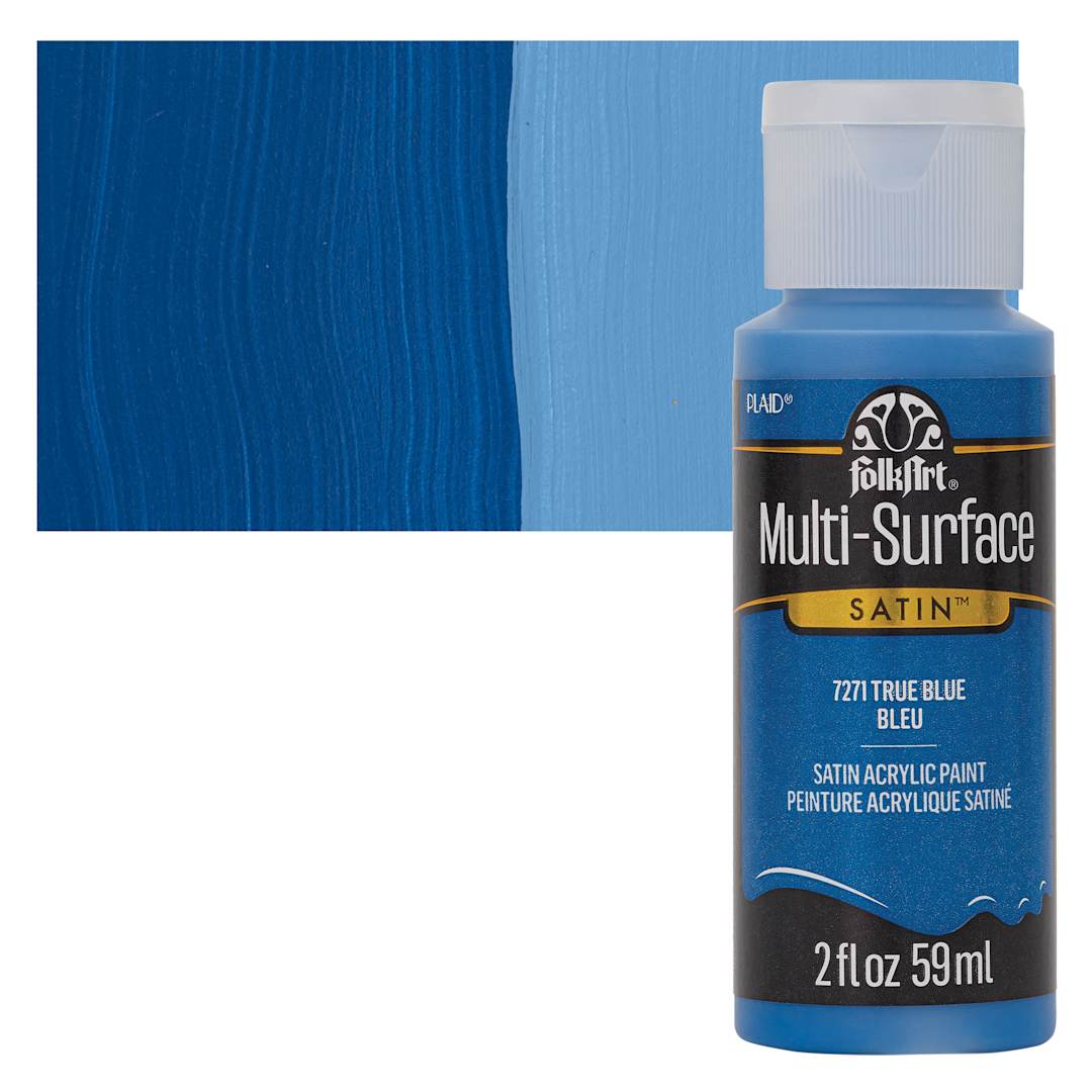 Open in modal - FolkArt Multi-Surface Acrylic Paint - True Blue, 59 ml bottle and swatch