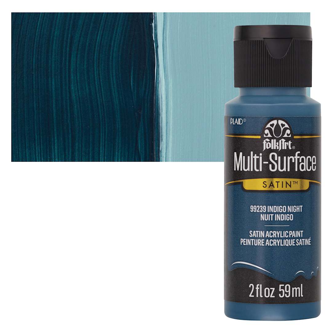 Open in modal - FolkArt Multi-Surface Acrylic Paint - Indigo Night, 59 ml bottle and swatch