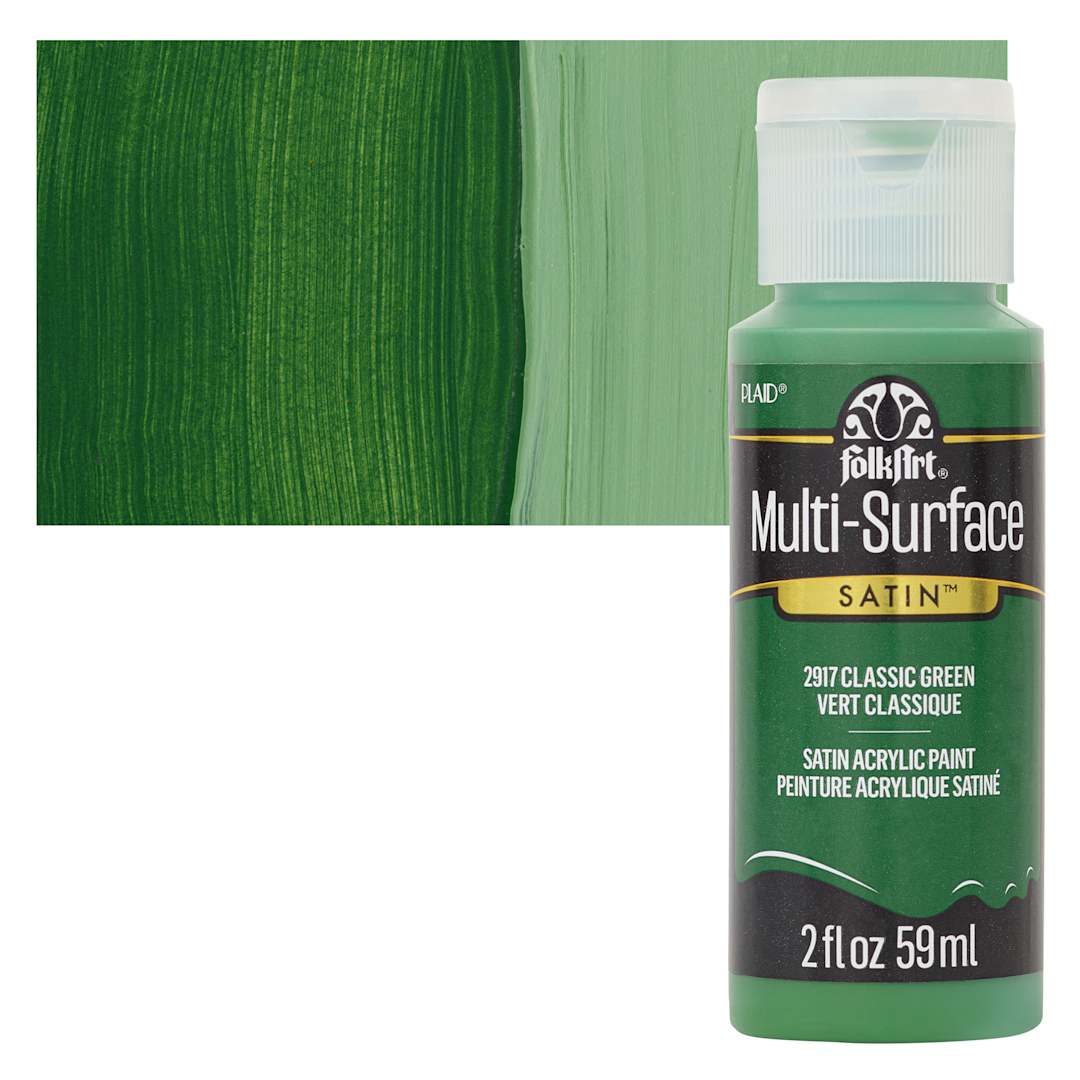 Open in modal - FolkArt Multi-Surface Acrylic Paint - Classic Green, 59 ml bottle and swatch