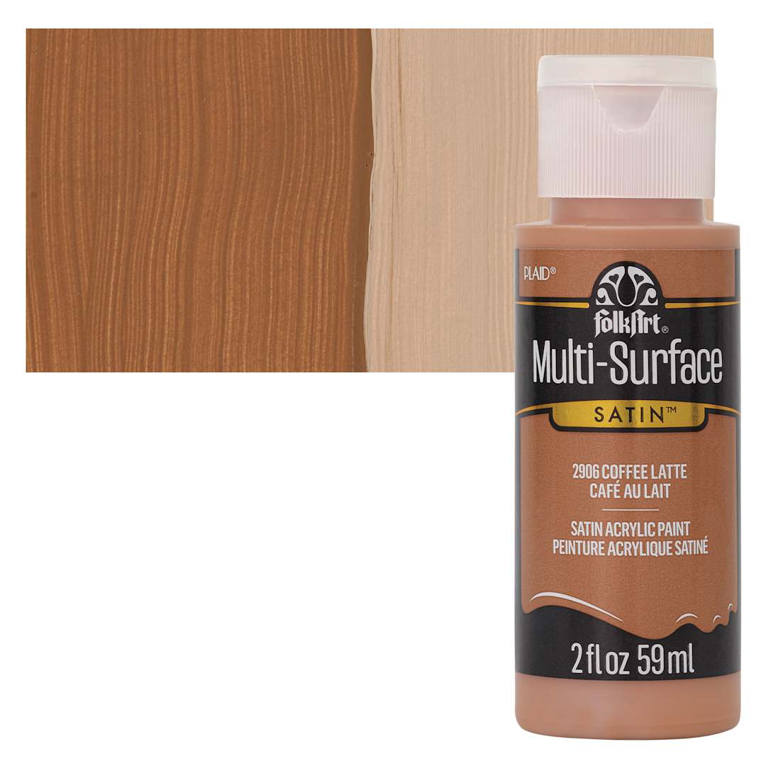 Open in modal - FolkArt Multi-Surface Acrylic Paint - Coffee Latte, 59 ml bottle and swatch