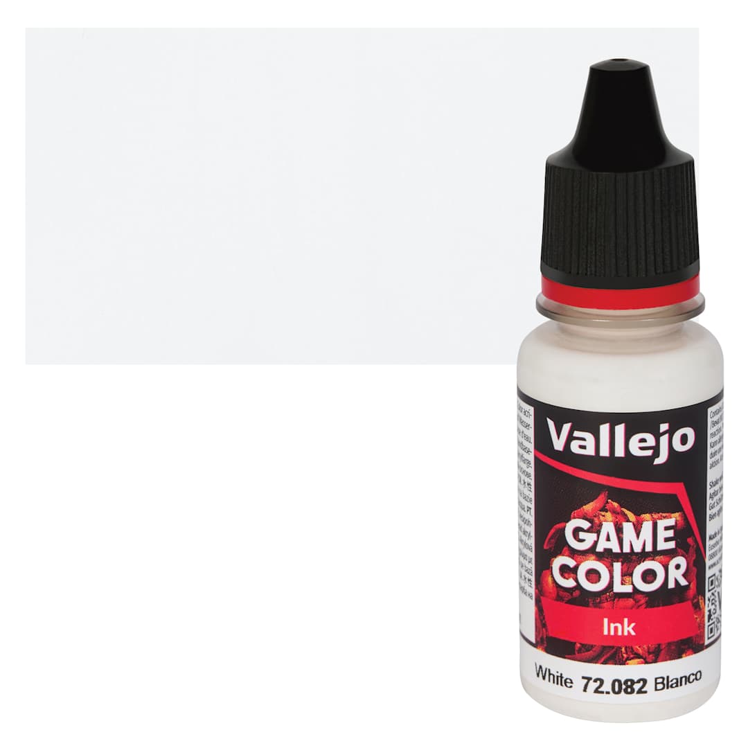 Open in modal - Vallejo Game Color Acrylic Ink - White, 18 ml Bottle and Swatch