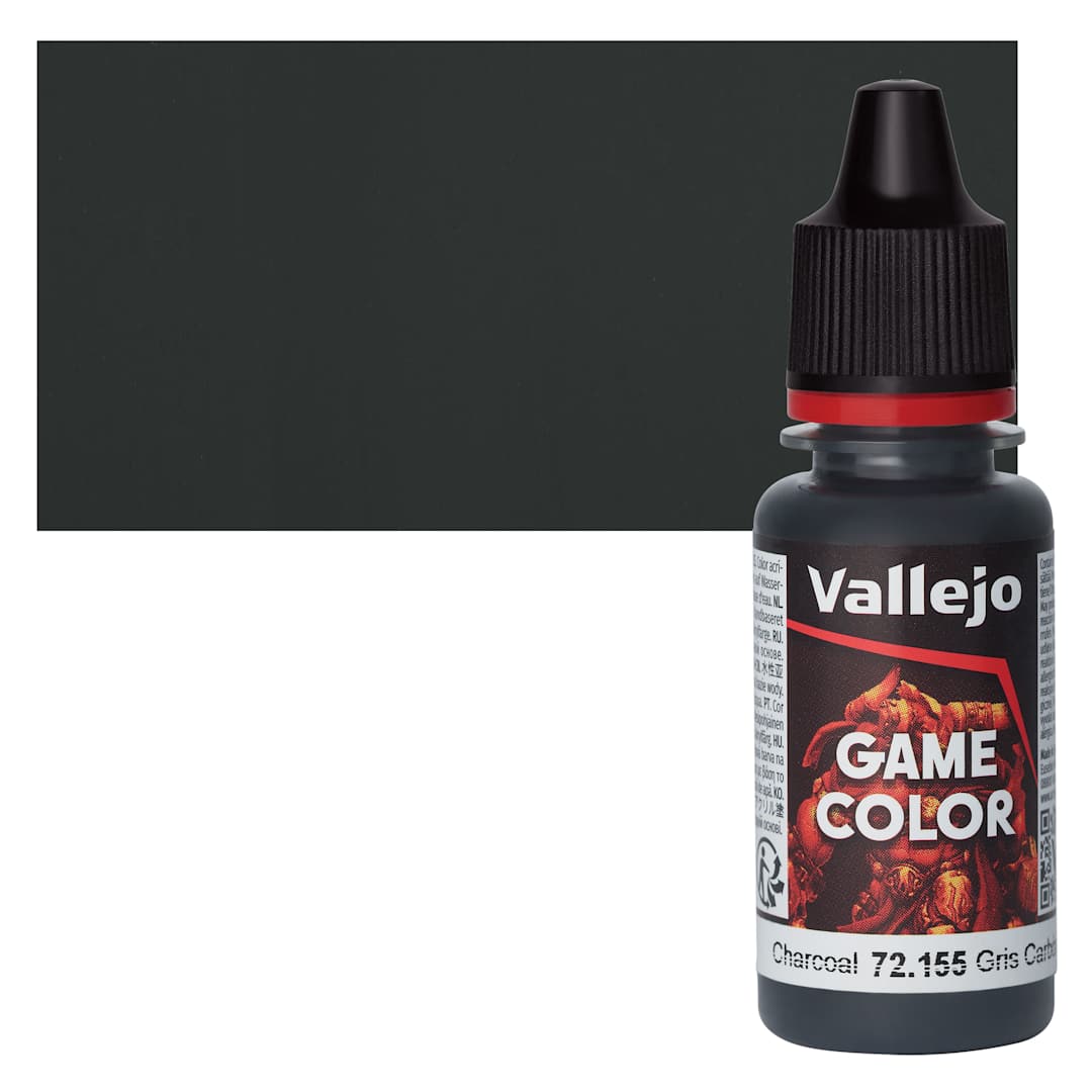 Open in modal - Vallejo Game Color Acrylic Paint - Charcoal - Bottle and Swatch