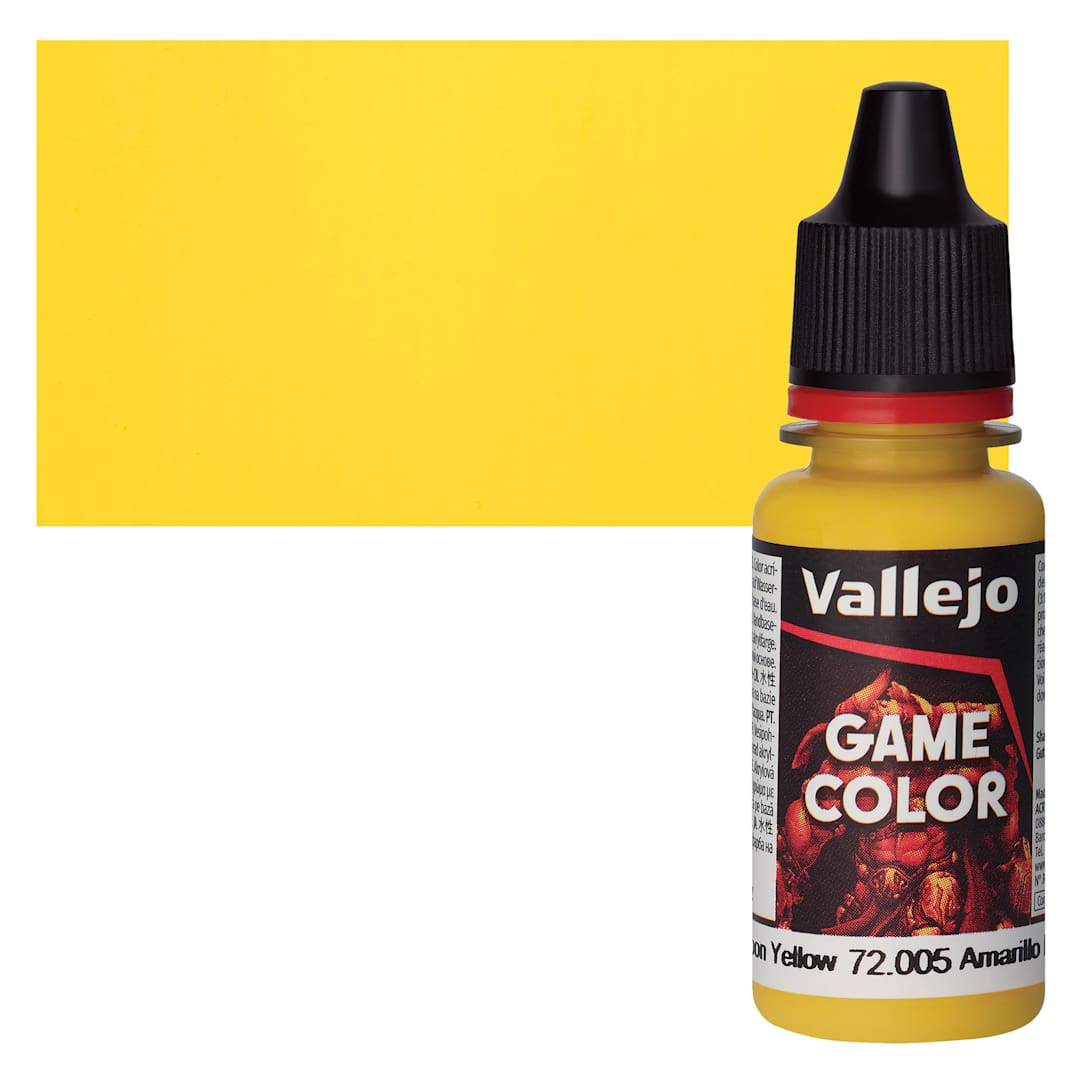 Open in modal - Vallejo Game Color Acrylic Paint - Moon Yellow - Bottle and Swatch
