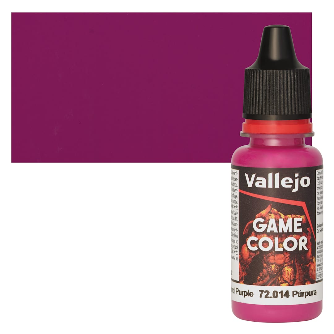 Open in modal - Vallejo Game Color Acrylic Paint - Warlord Purple - Bottle and Swatch