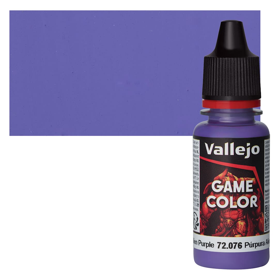 Open in modal - Vallejo Game Color Acrylic Paint - Alien Purple - Bottle and Swatch