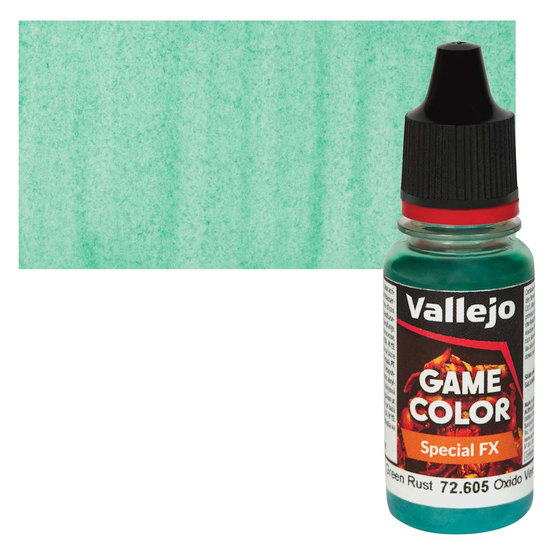 Open in modal - Vallejo Game Color Special FX Acrylic Paint - Green Rust - Bottle and Swatch