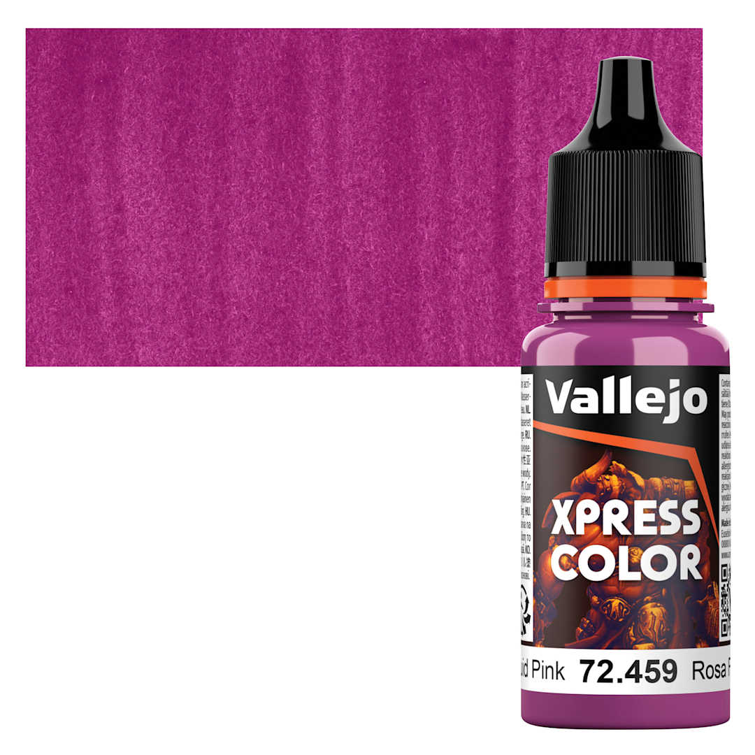 Open in modal - Vallejo Xpress Color Acrylic Paint - Fluid Pink, 18 ml bottle and swatch