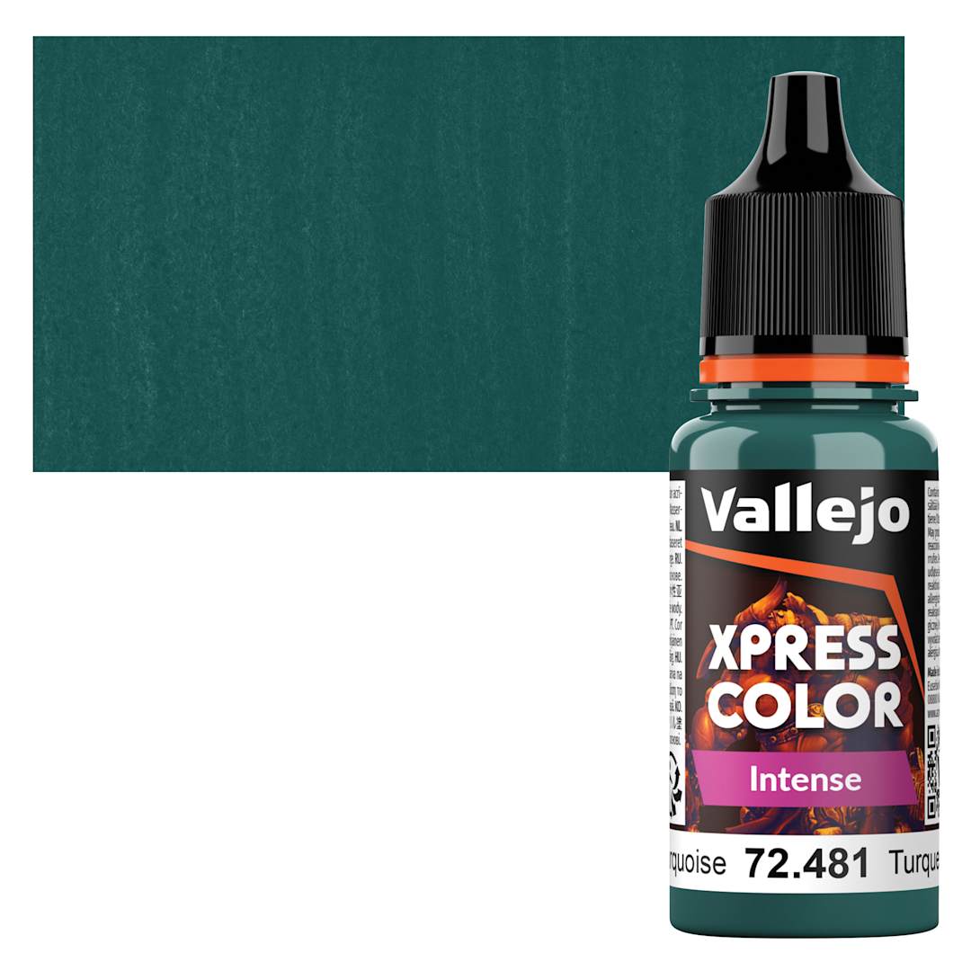 Open in modal - Vallejo Xpress Color Acrylic Paint - Heretic Turquoise, 18 ml bottle and swatch