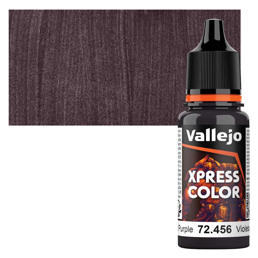 Open in modal - Vallejo Xpress Color Acrylic Paint - Wicked Purple, 18 ml bottle and swatch