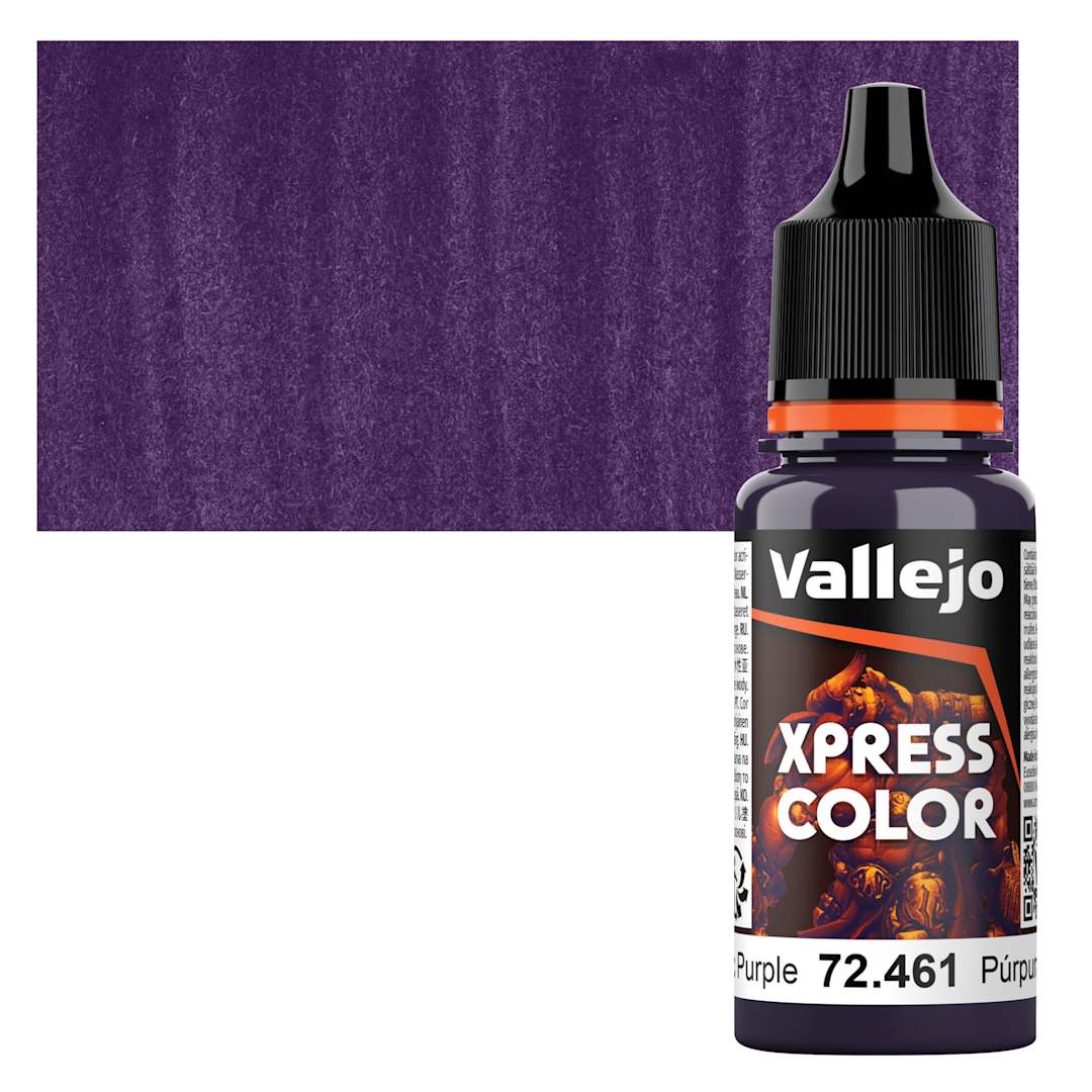 Open in modal - Vallejo Xpress Color Acrylic Paint - Vampiric Purple, 18 ml bottle and swatch