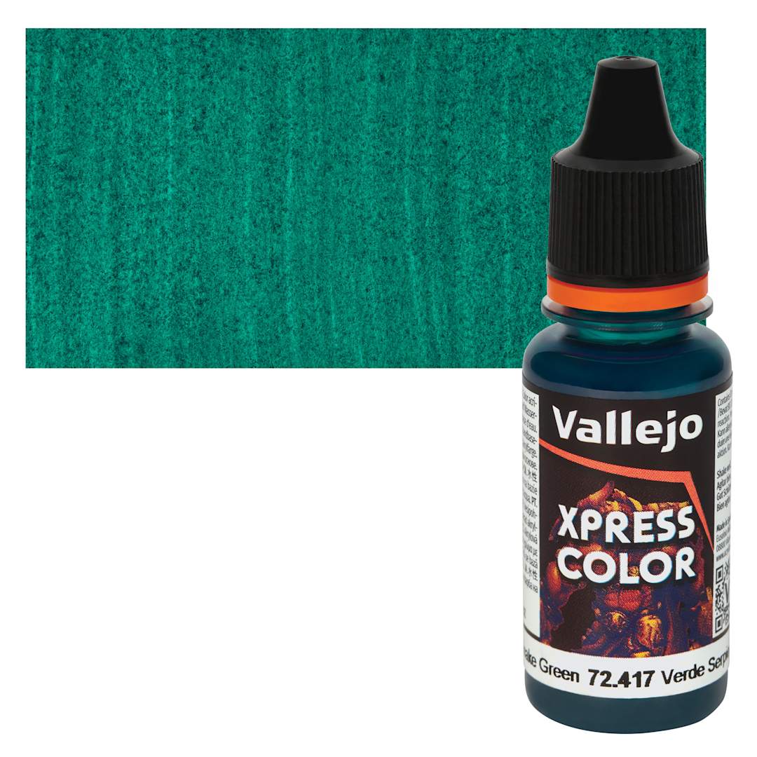 Open in modal - Vallejo Xpress Color Acrylic Paint - Snake Green 18 ml Bottle and Swatch